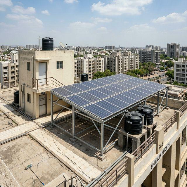 The Sujlam One Industries team at a solar installation site in Uttar Pradesh